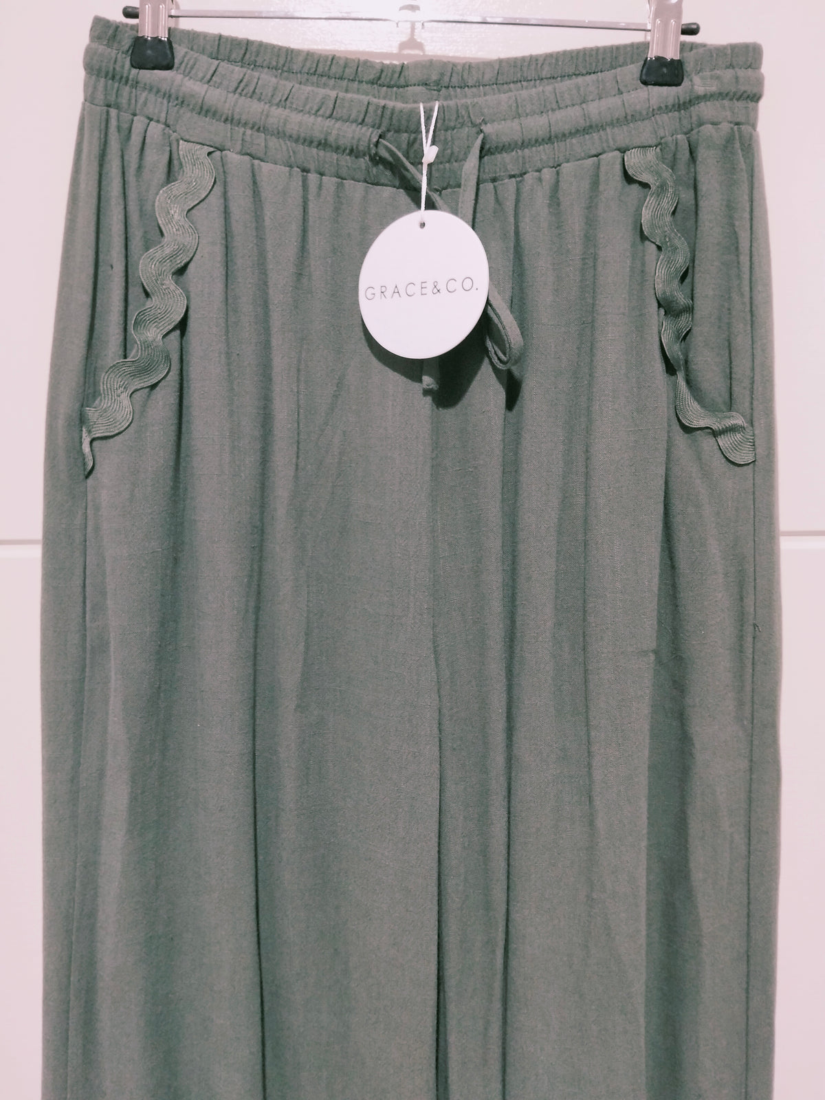 Aspen Linen Ric Rac Pants - Khaki