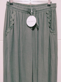 Aspen Linen Ric Rac Pants - Khaki