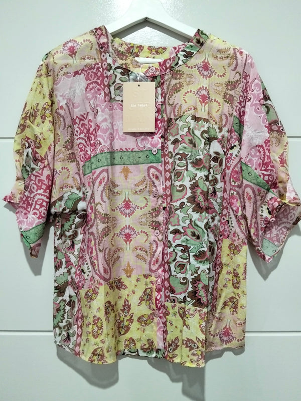 Marbella Blouse Top ~ Paisley Pink print