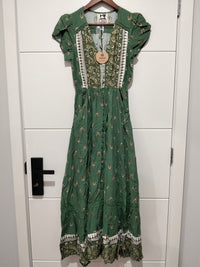 Carmen Maxi Dress ~ Viridian Print