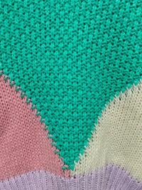 Penelope Colour Block Knit Jumper ~ Green, Lilac, Pink and Cream