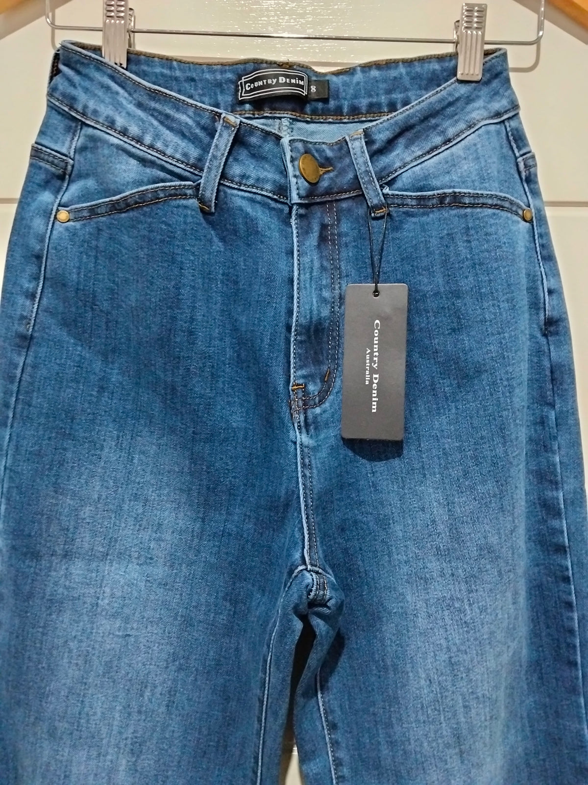 Montana Wide Leg Crop Pocket Jeans ~ Mid Blue