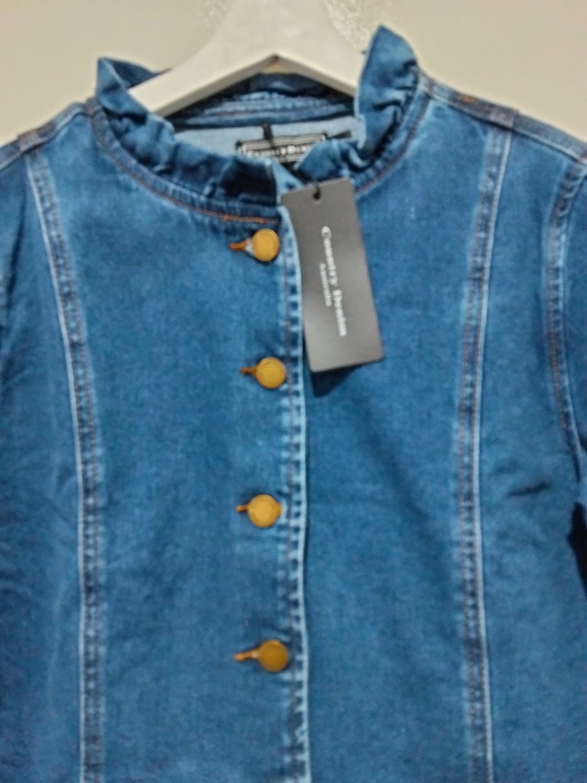 Spencer Denim Ruffle Jacket ~ Dark Blue