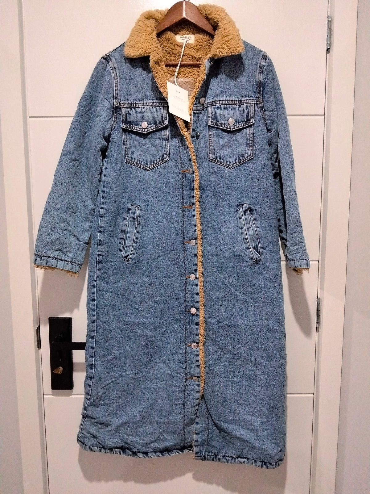 Maison Denim Sherpa Longline Jacket ~ Stonewash Blue