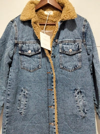 Maison Denim Sherpa Longline Jacket ~ Stonewash Blue