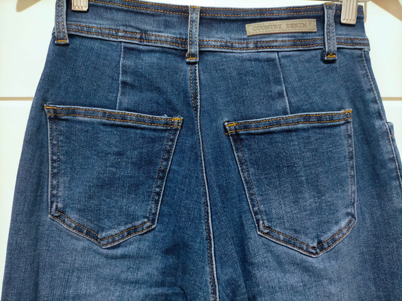 J-Lo Wide Leg Crop Jeans - Dark Blue