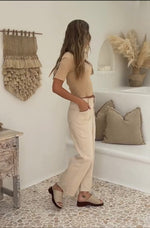 J-Lo Wide Leg Crop Jeans - Sand