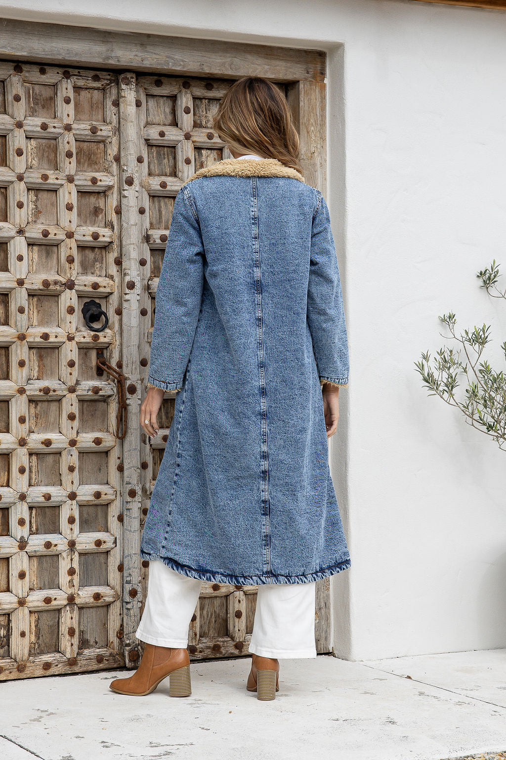 Maison Denim Sherpa Longline Jacket ~ Stonewash Blue