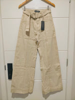 Indiana Stretch Wide Leg Belted Jean - Oatmeal