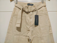 Indiana Stretch Wide Leg Belted Jean ~ Oatmeal