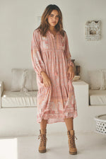 Ezra Midi Dress Swan Lake Peony Pink Print