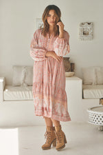 Ezra Midi Dress Swan Lake Peony Pink Print
