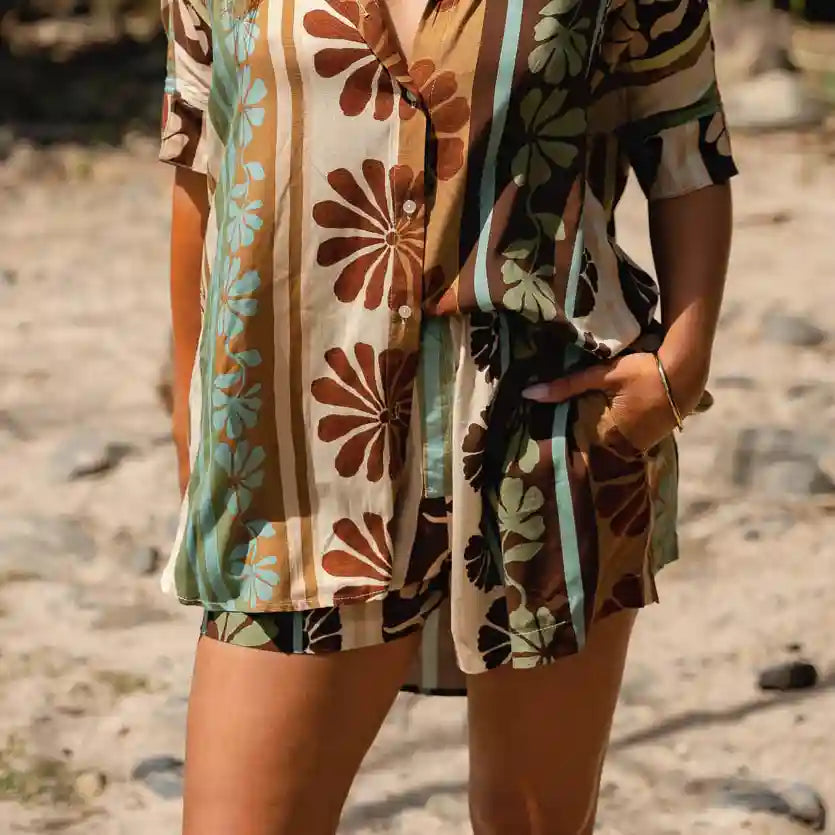 Flora Shorts Cacao Mist Print