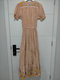 Jaase Jean Maxi Dress Forget Me Not print – flat lay full back view