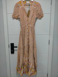 Jaase Jean Maxi Dress Forget Me Not print – flat lay full front view