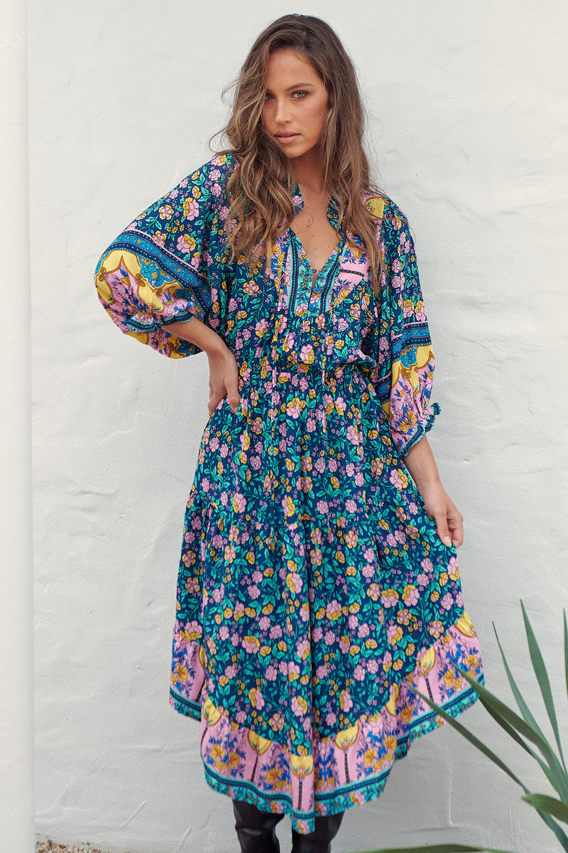 Jasmine Midi Dress Posy Print Kenzie Tenzie