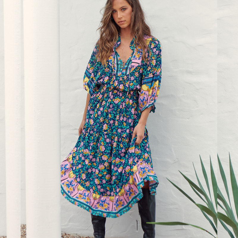 Jasmine Midi Dress Posy Print Kenzie Tenzie