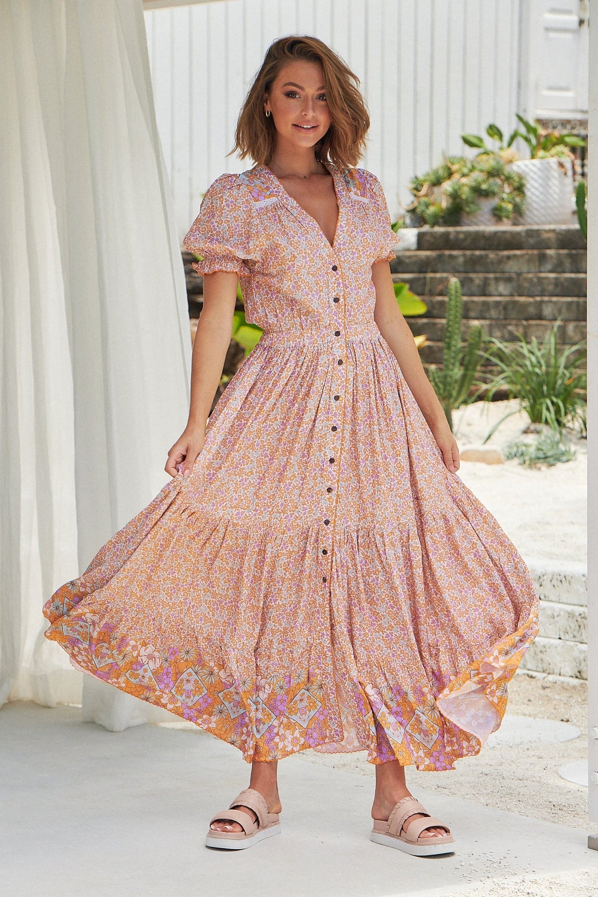 Jean Maxi Dress Forget Me Not Print Kenzie Tenzie