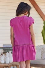 Jess Mini Dress Fuscia Print Kenzie Tenzie