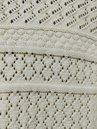 Cloud Dancer Crochet Cardigan natural cream – flat lay close-up of 100% cotton crochet fabric