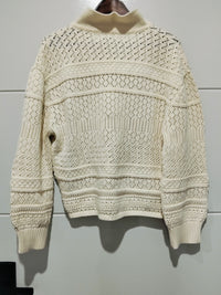 Cloud Dancer Crochet Cardigan natural cream – flat lay back view