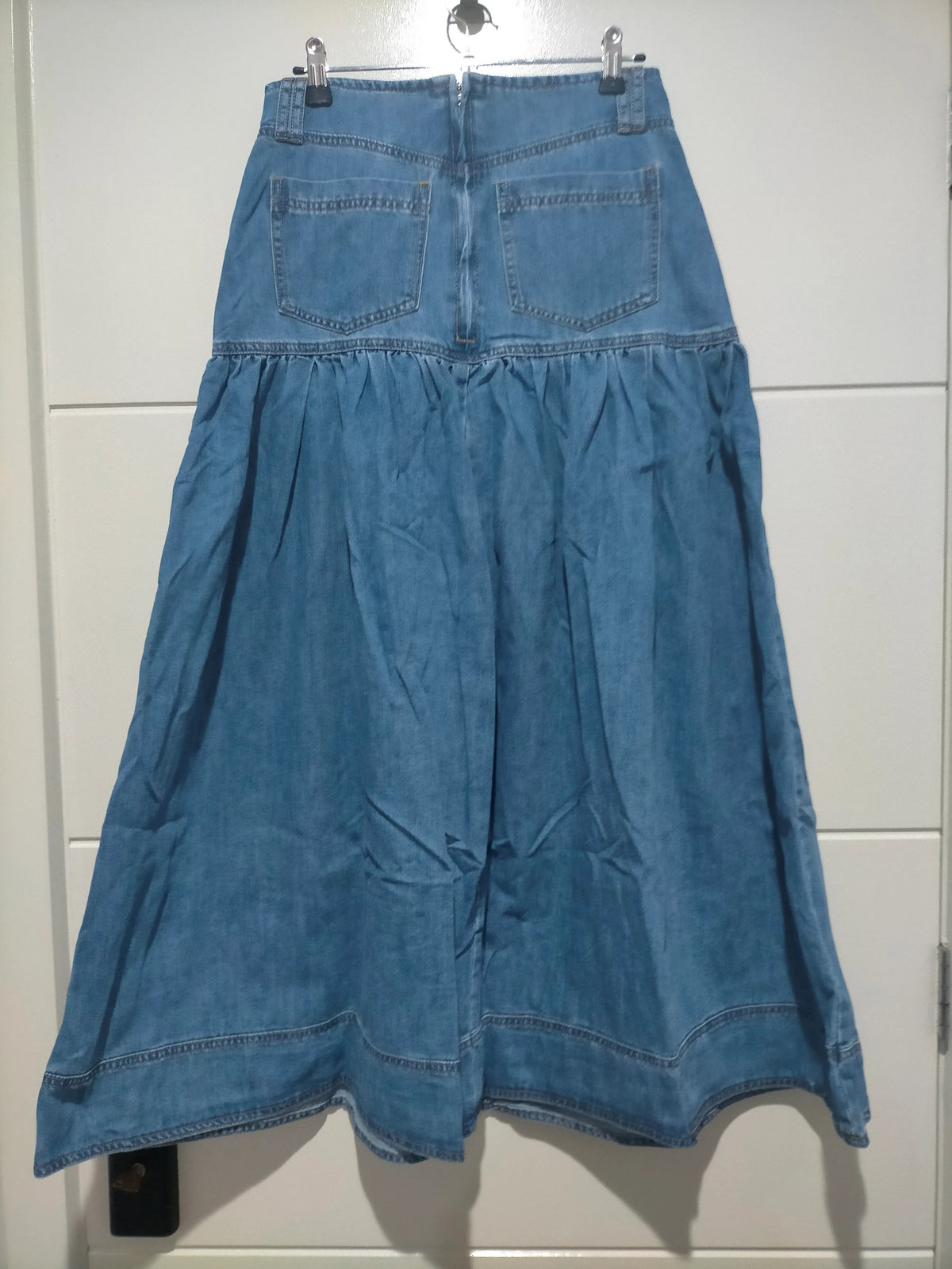 Kentucky Denim Button Front Maxi Skirt Mid Blue Kenzie Tenzie