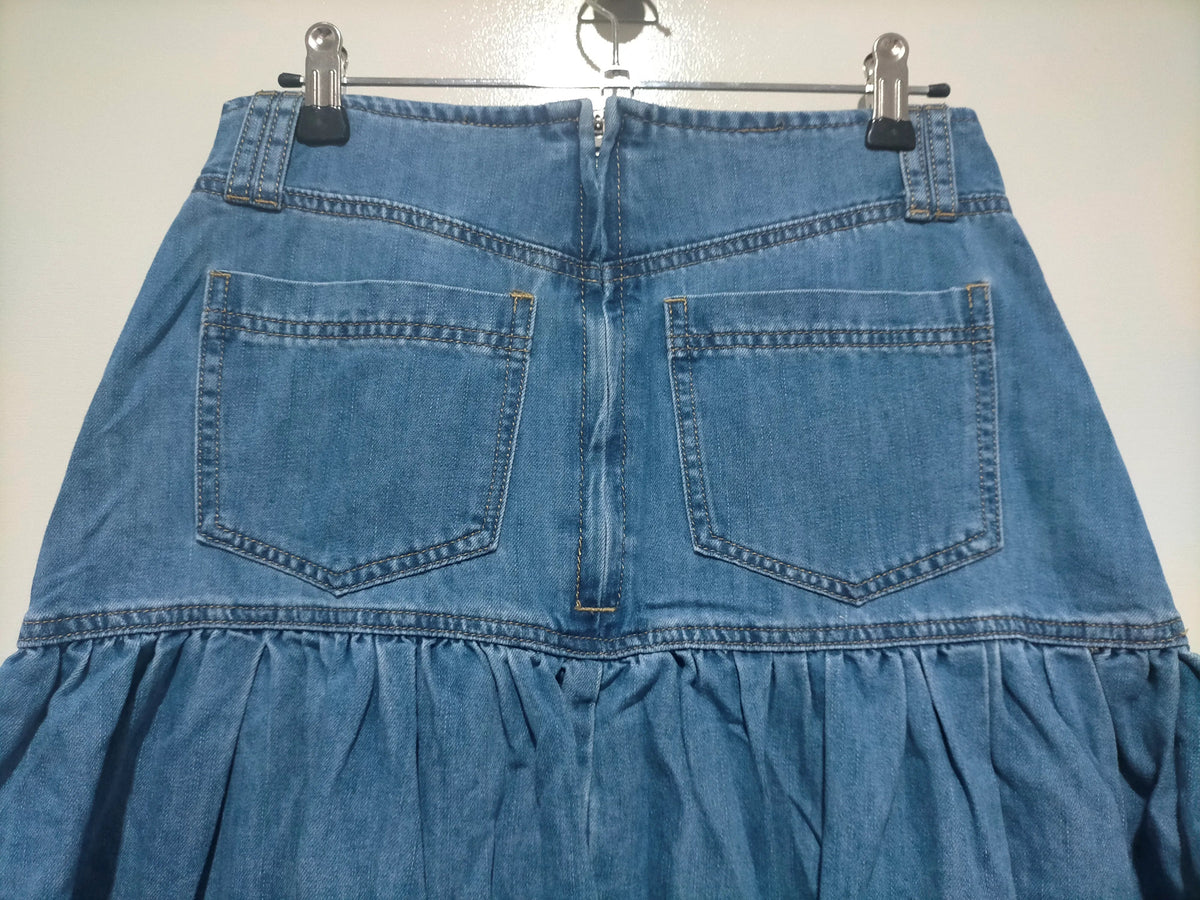 Kentucky Denim Button Front Maxi Skirt Mid Blue Kenzie Tenzie