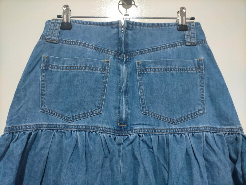 Kentucky Denim Button Front Maxi Skirt Mid Blue Kenzie Tenzie