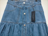 Kentucky Denim Button Front Maxi Skirt Mid Blue Kenzie Tenzie