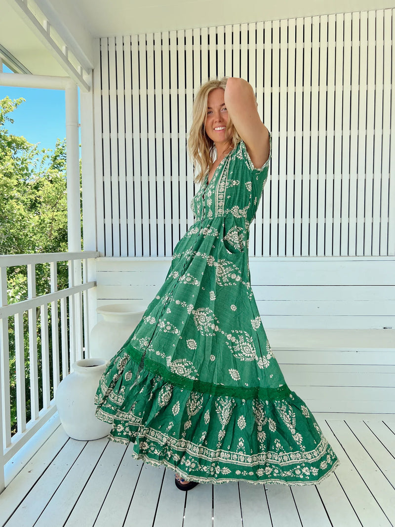Carmen Maxi Dress Kiva print