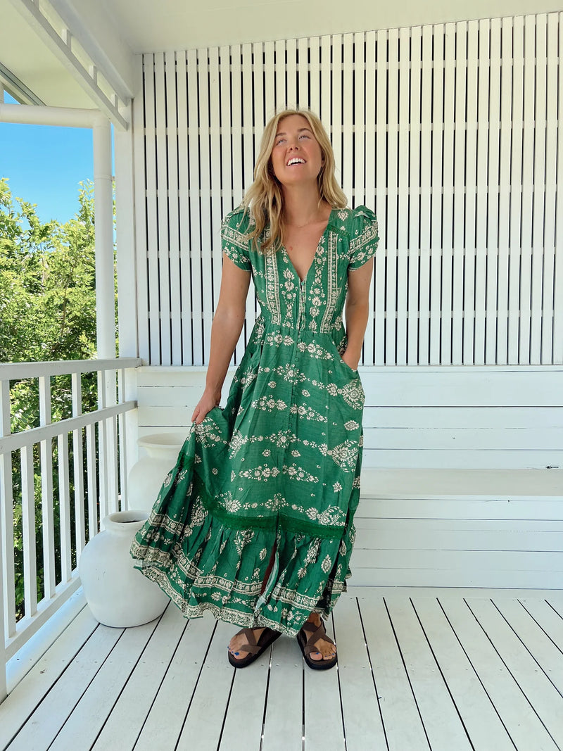Carmen Maxi Dress Kiva print
