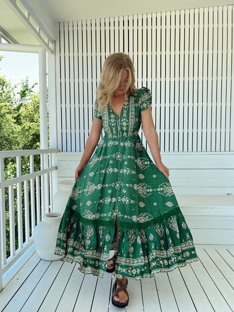 Carmen Maxi Dress Kiva print
