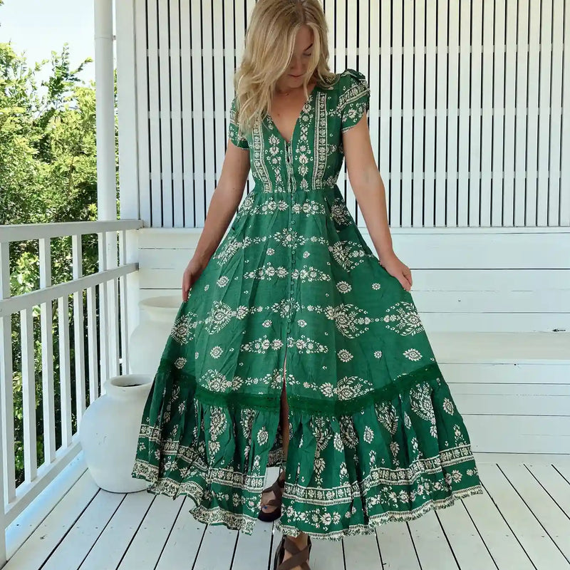 Carmen Maxi Dress Kiva print