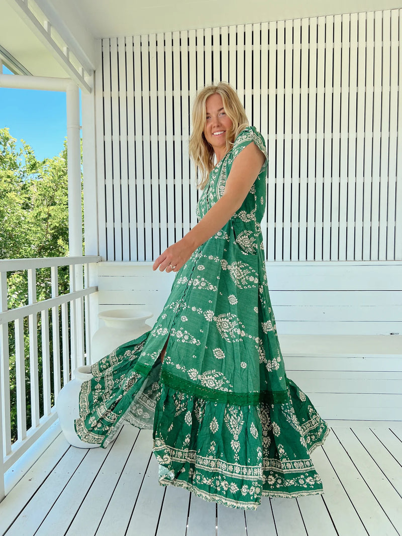 Carmen Maxi Dress Kiva print