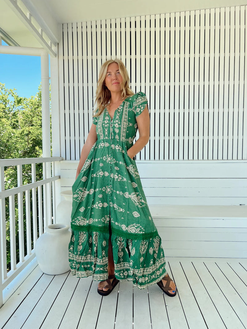 Carmen Maxi Dress Kiva print
