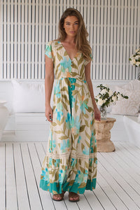 Carmen Maxi Dress Himalayan Poppy print