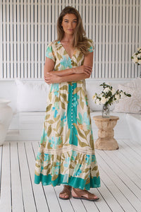 Carmen Maxi Dress Himalayan Poppy print