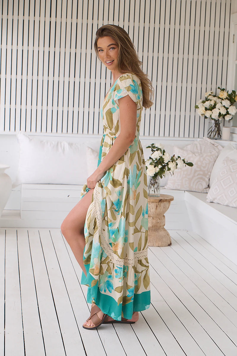 Carmen Maxi Dress Himalayan Poppy print