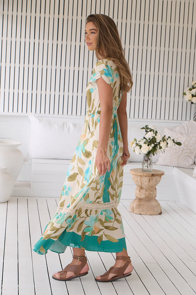 Carmen Maxi Dress Himalayan Poppy print