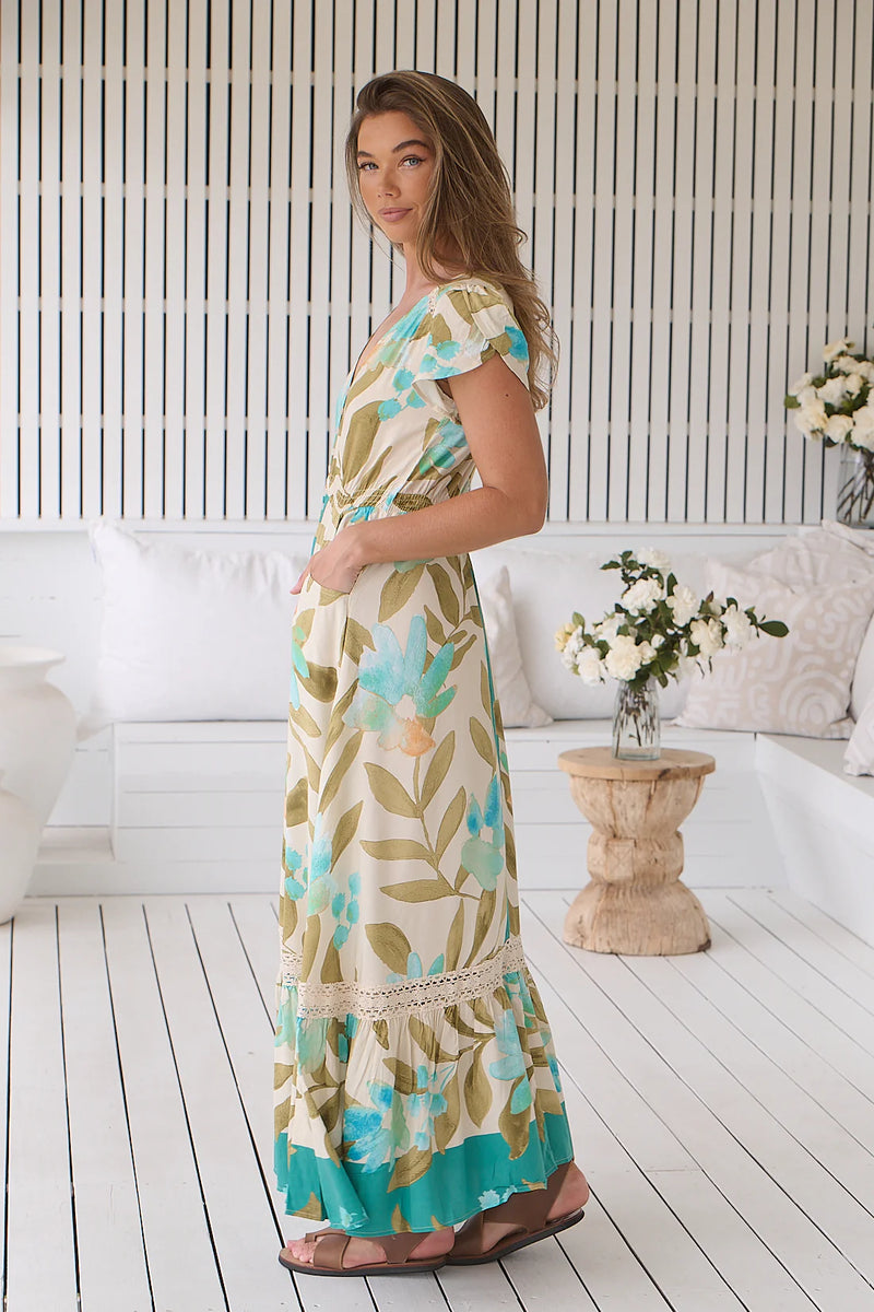 Carmen Maxi Dress Himalayan Poppy print
