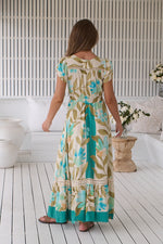 Carmen Maxi Dress Himalayan Poppy print