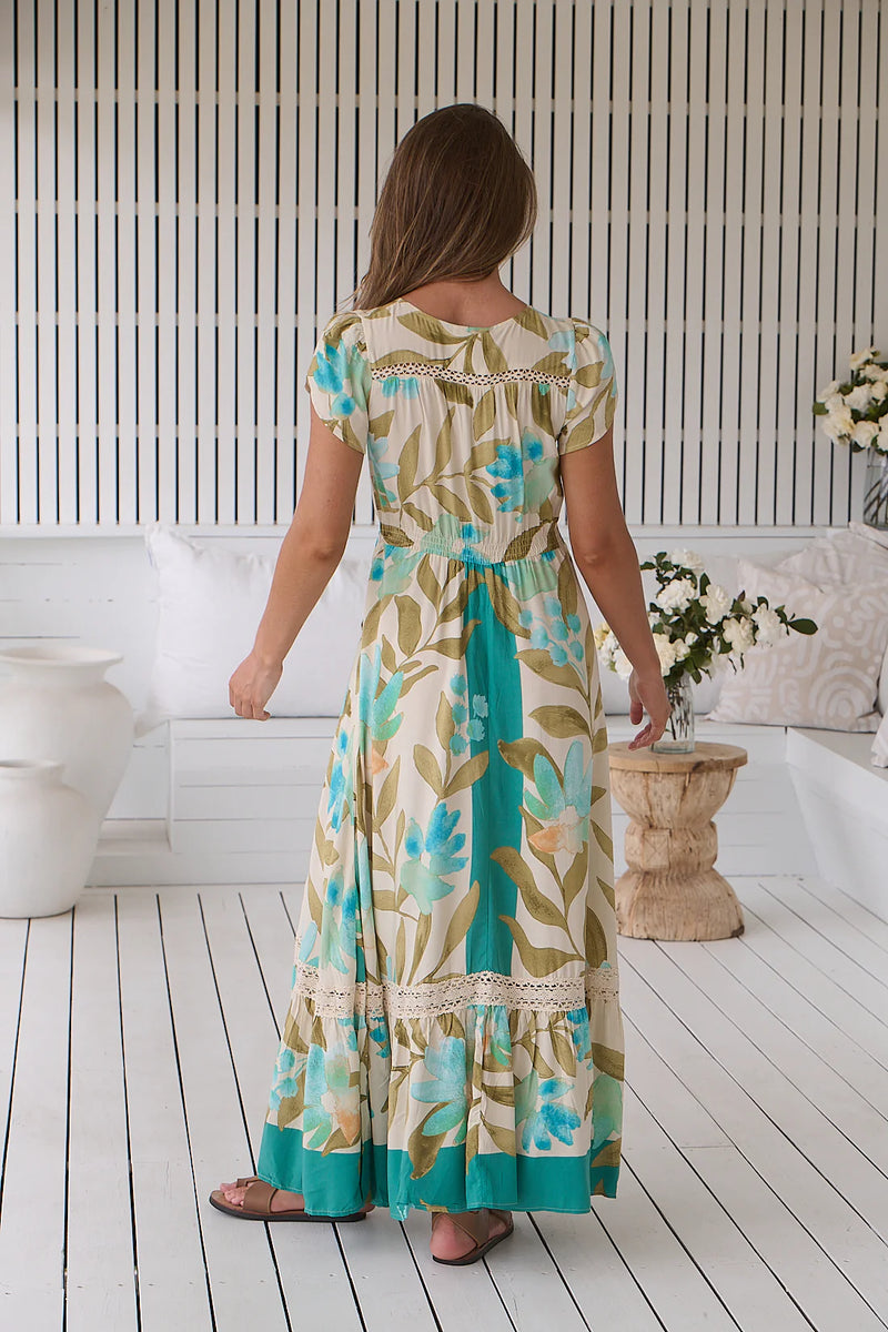 Carmen Maxi Dress Himalayan Poppy print