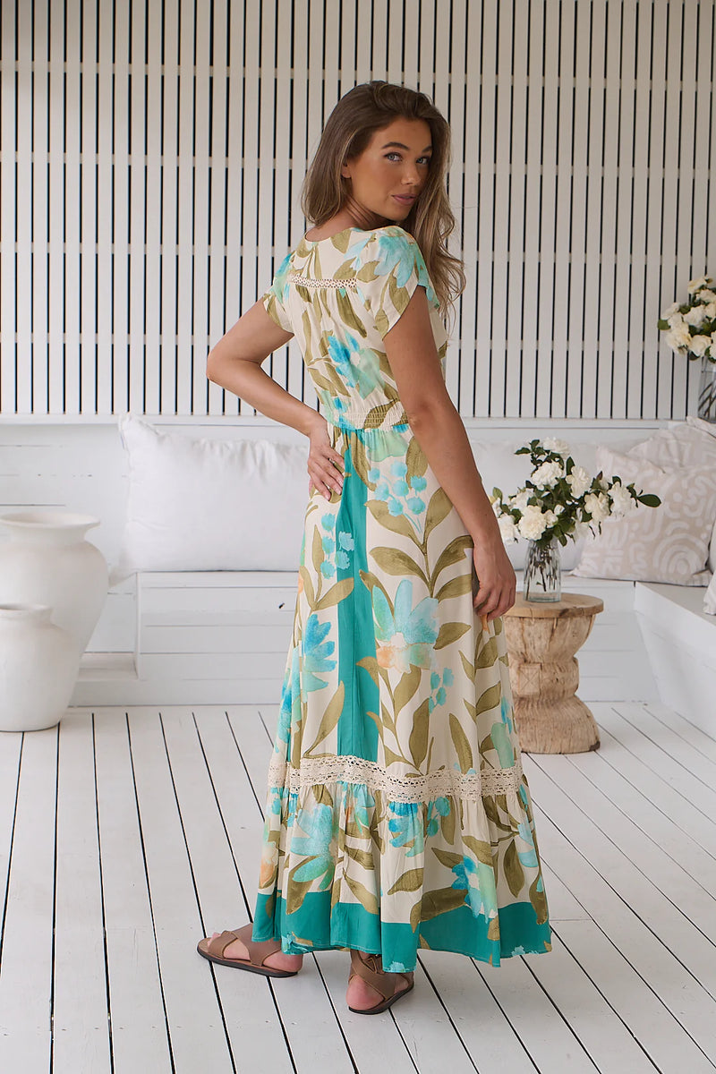 Carmen Maxi Dress Himalayan Poppy print