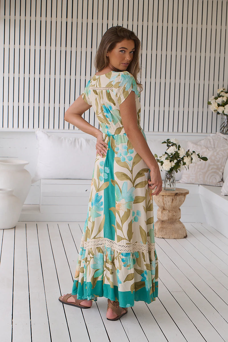 Carmen Maxi Dress Himalayan Poppy print