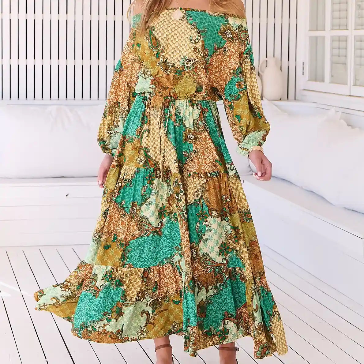 Ballet Maxi Dress Wanderlust print