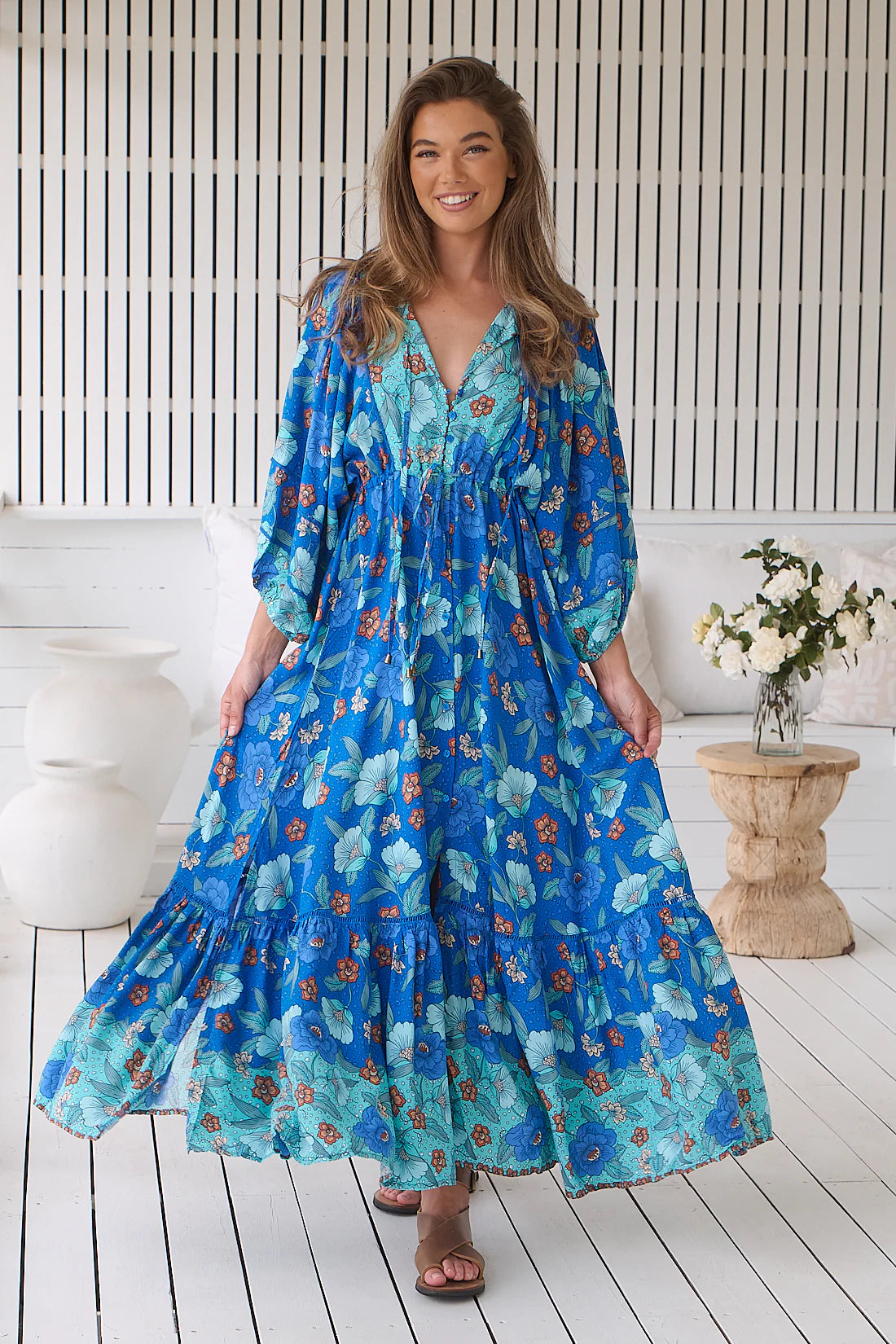 Catalonia Maxi Dress Love in Mist print