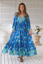 Catalonia Maxi Dress Love in Mist print