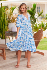 Monday Midi Dress Blue Prairie Print