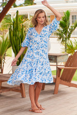 Monday Midi Dress Blue Prairie Print