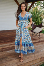 Celeste Maxi Dress Saphire Sands Print